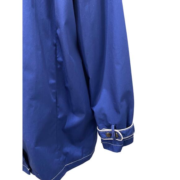 DENNIS BASSO Blue White Windbreaker Jacket Coat LARGE Nautical Preppy Boating - Picture 5 of 7
